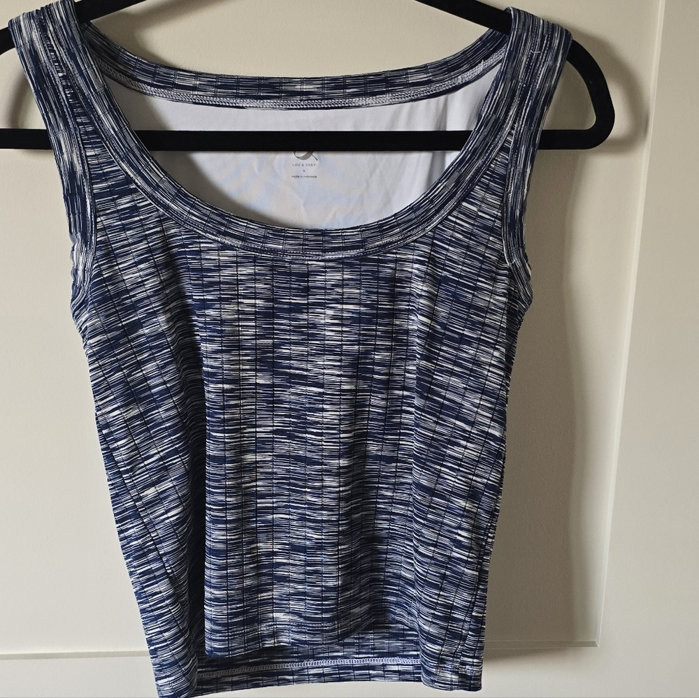 Lou & Grey Navy and White Space-Dye Scoop Tank